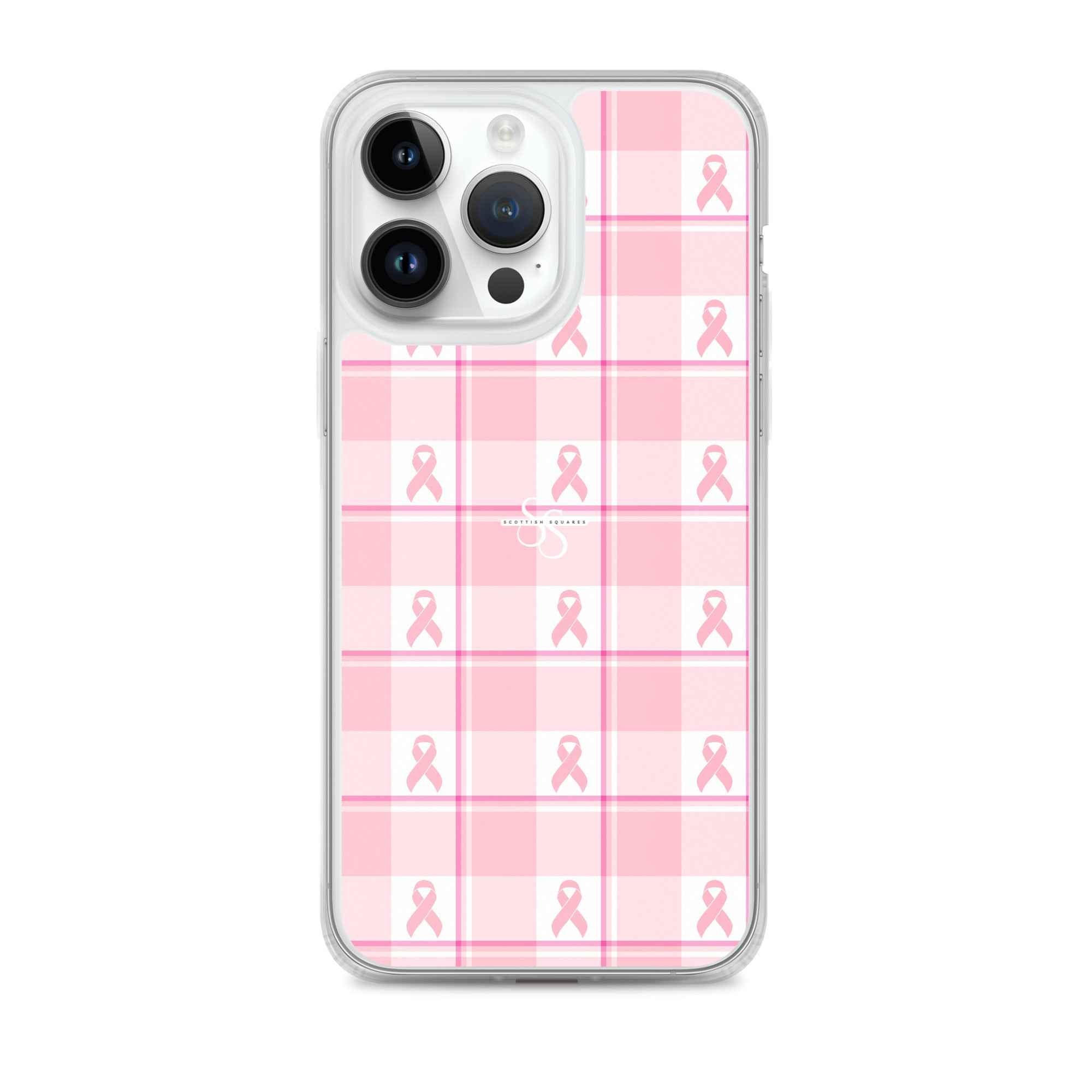 Clear Case for iPhone Breast Cancer Awareness Plaid iPhone 14 Pro Max - Scottish Squares