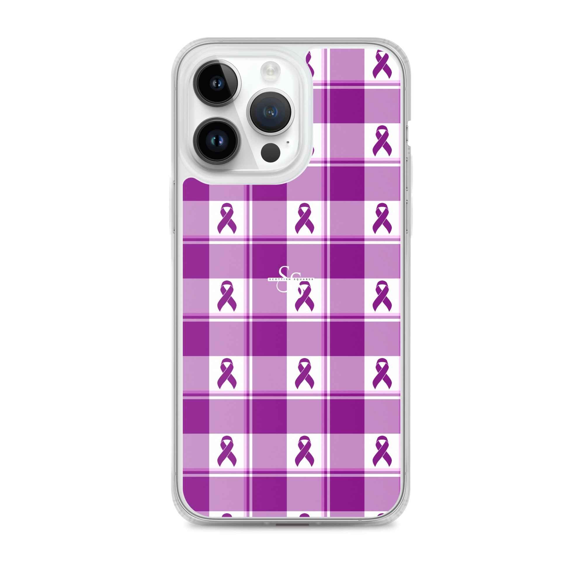 Clear Case for iPhone Pancreatic Cancer Awareness Plaid iPhone 14 Pro Max - Scottish Squares