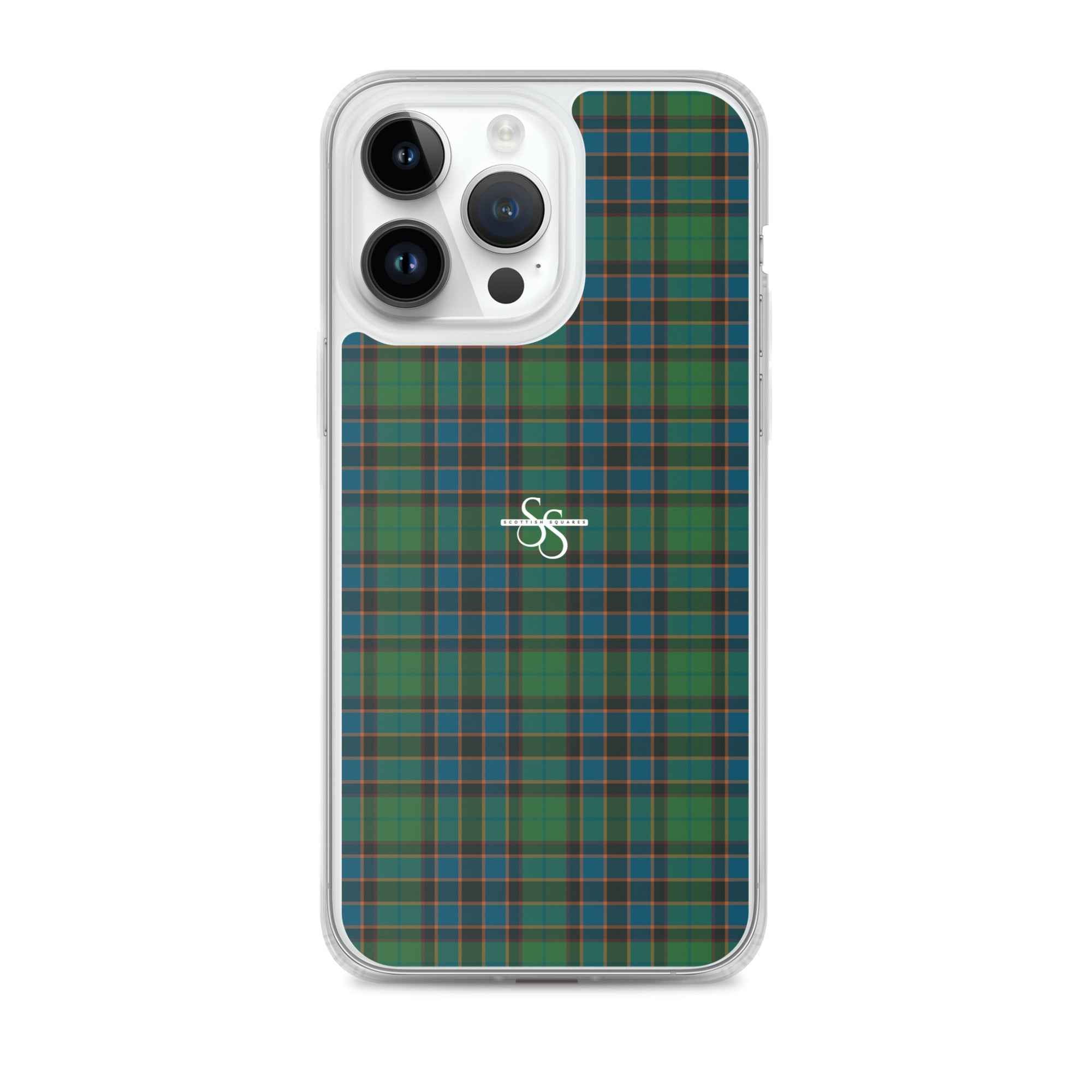 Clear Case for iPhone Green Blue Orange Plaid Tartan