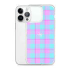 Clear Case for iPhone Mauve and Coastal Mist Plaid - Scottish Squares