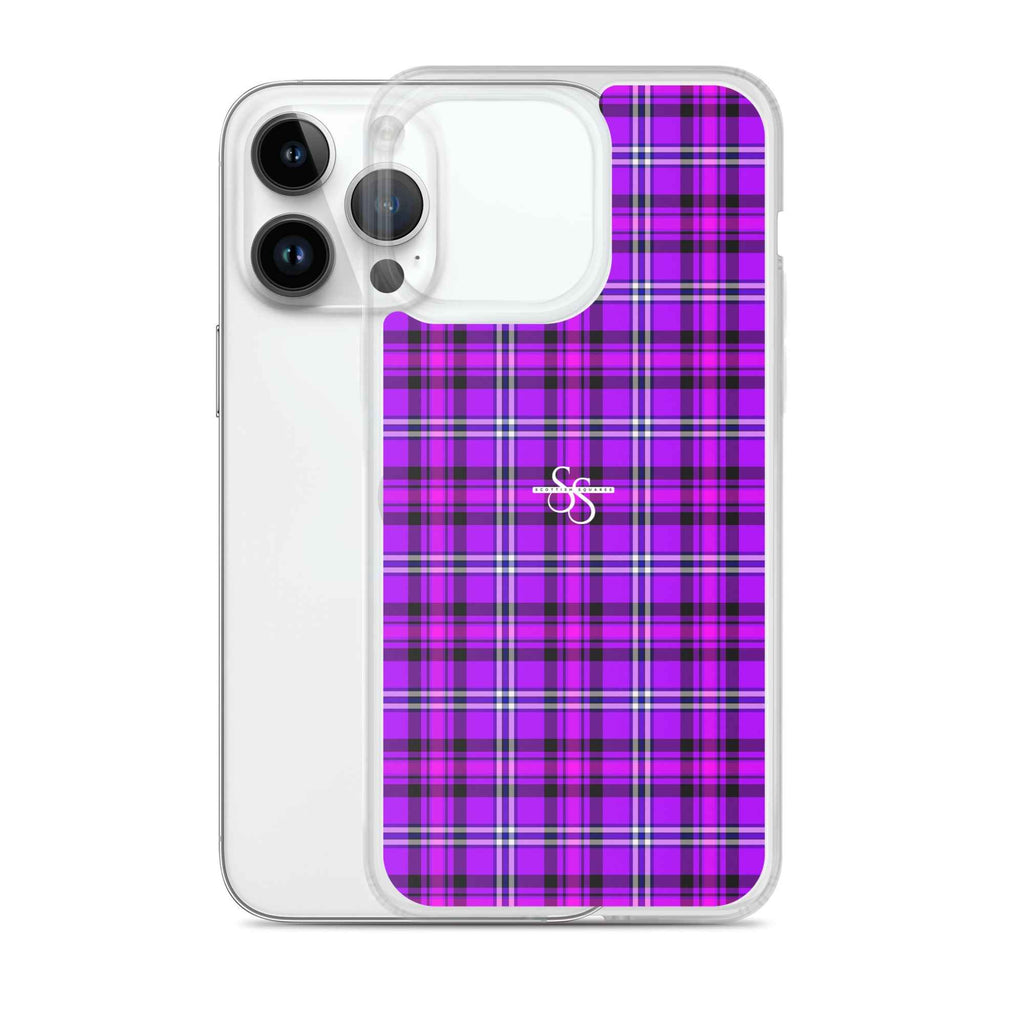 Clear Case for iPhone Electric Violet and Fuchsia Plaid - Scottish Squares