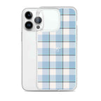 Clear Case for iPhone Pink Cloud and Blue Lagoon Plaid - Scottish Squares