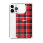 Clear Case for iPhone Red Ribbon and Heavy Metal Plaid - Scottish Squares