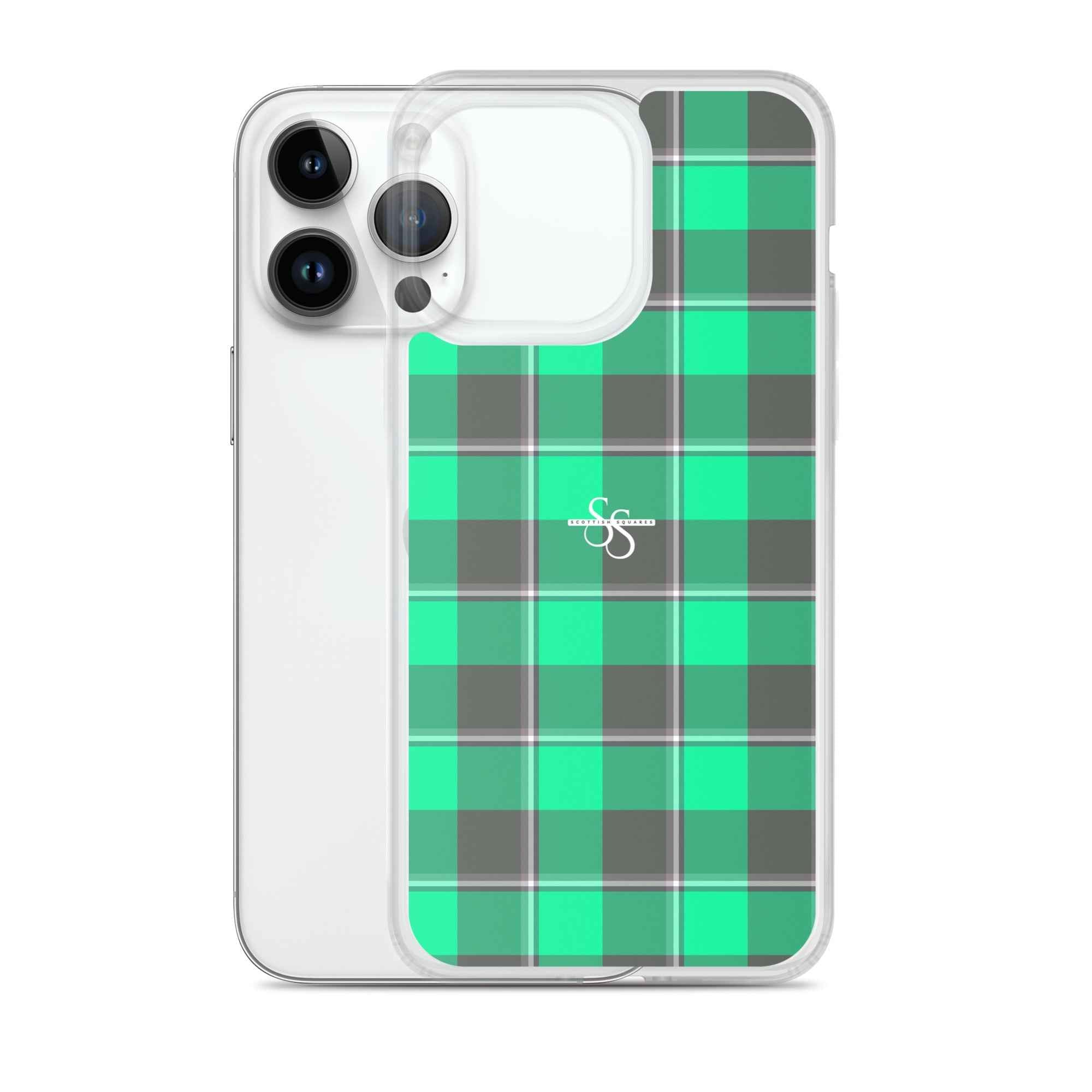 Clear Case for iPhone Spring Green and Finlandia Plaid - Scottish Squares