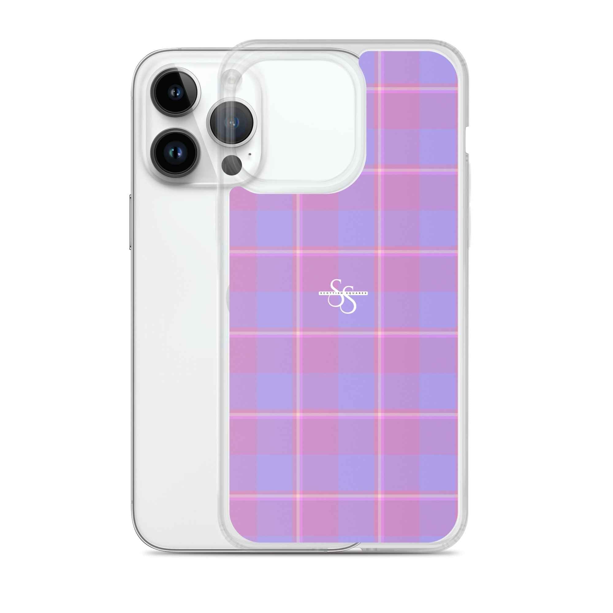 Clear Case for iPhone Viola and Dull Lavender Plaid - Scottish Squares