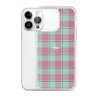 Clear Case for iPhone Vista Blue and Turkish Rose Plaid - Scottish Squares