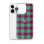 Clear Case for iPhone Ocean Green and Mulberry Wood Plaid - Scottish Squares