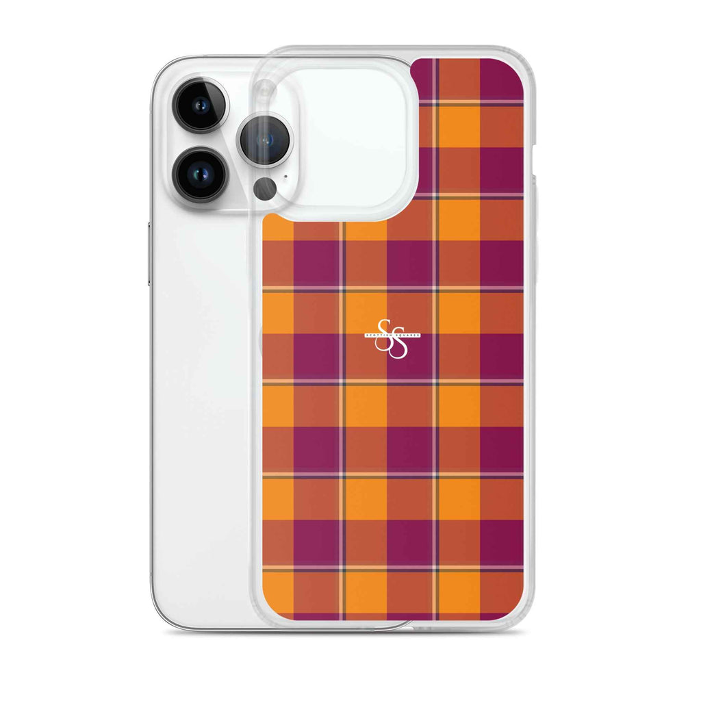 Clear Case for iPhone Tahiti Gold and Rose Bud Cherry Plaid - Scottish Squares