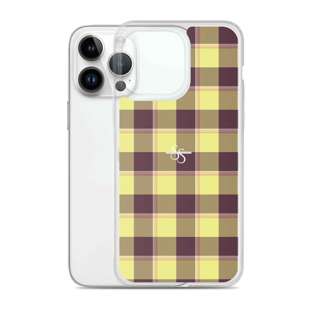Clear Case for iPhone Flax and Livid Brown Plaid - Scottish Squares