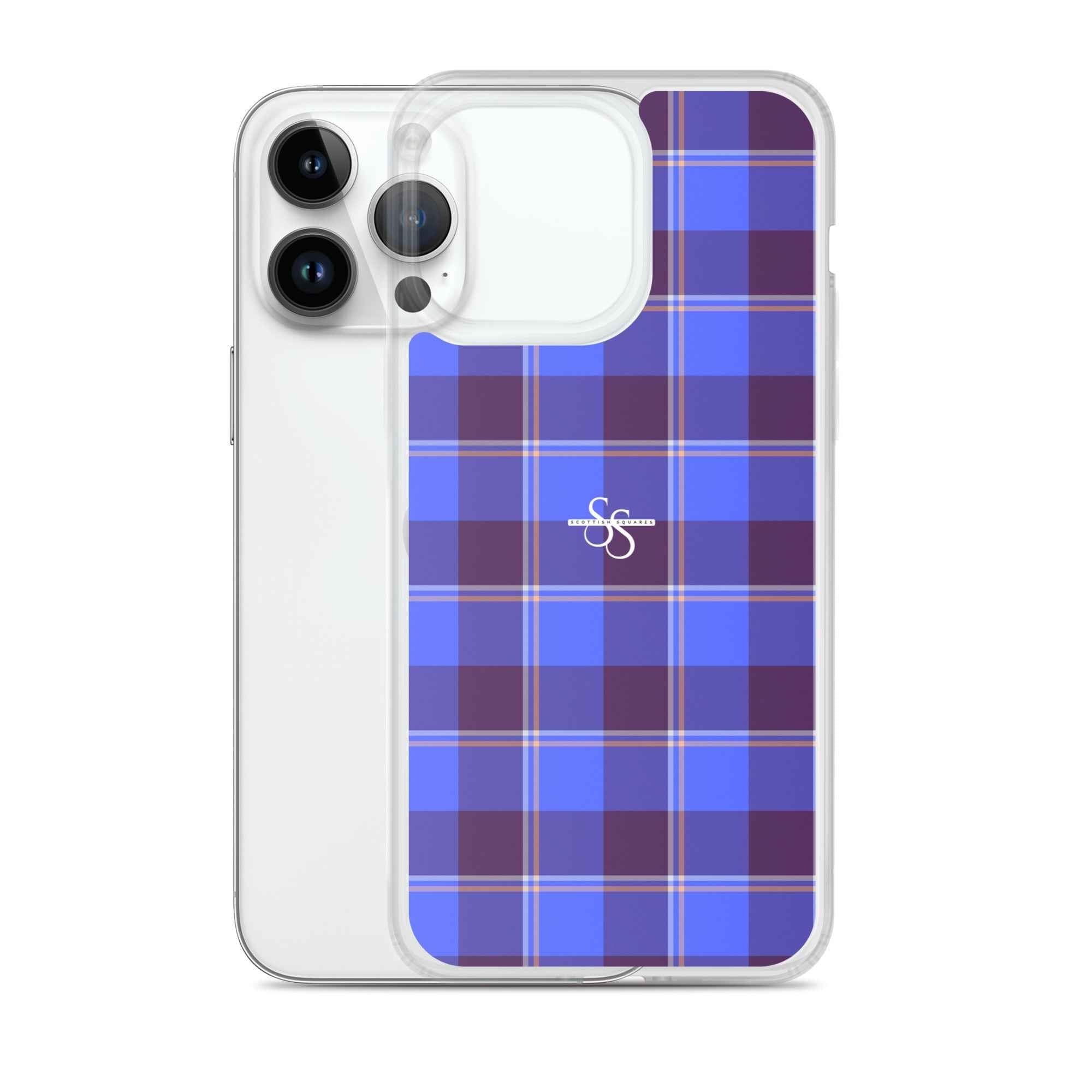 Clear Case for iPhone Cornflower Blue and Livid Brown Plaid - Scottish Squares