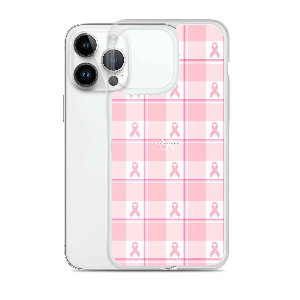 Clear Case for iPhone Breast Cancer Awareness Plaid - Scottish Squares
