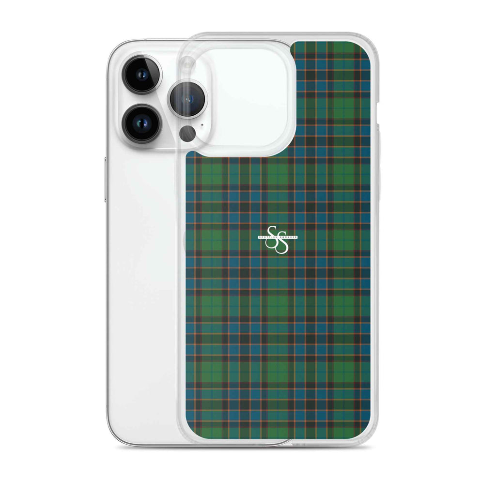 Clear Case for iPhone Green Blue Orange Plaid Tartan