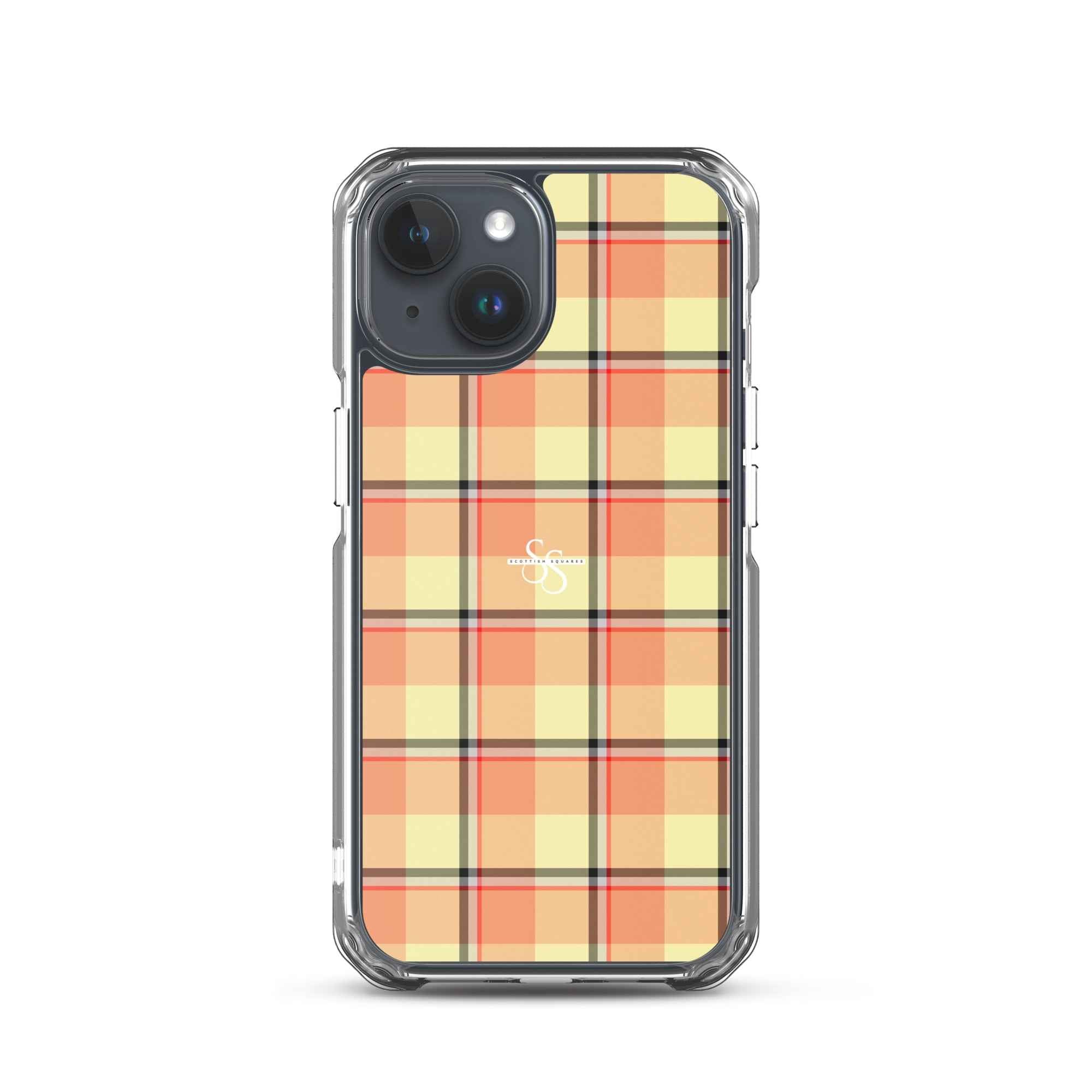 Clear Case for iPhone Claystone and Morning Mist Plaid iPhone 15 - Scottish Squares