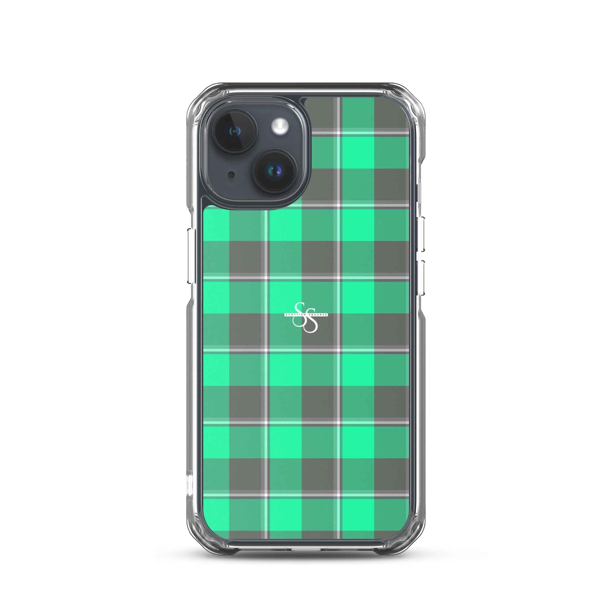 Clear Case for iPhone Spring Green and Finlandia Plaid iPhone 15 - Scottish Squares