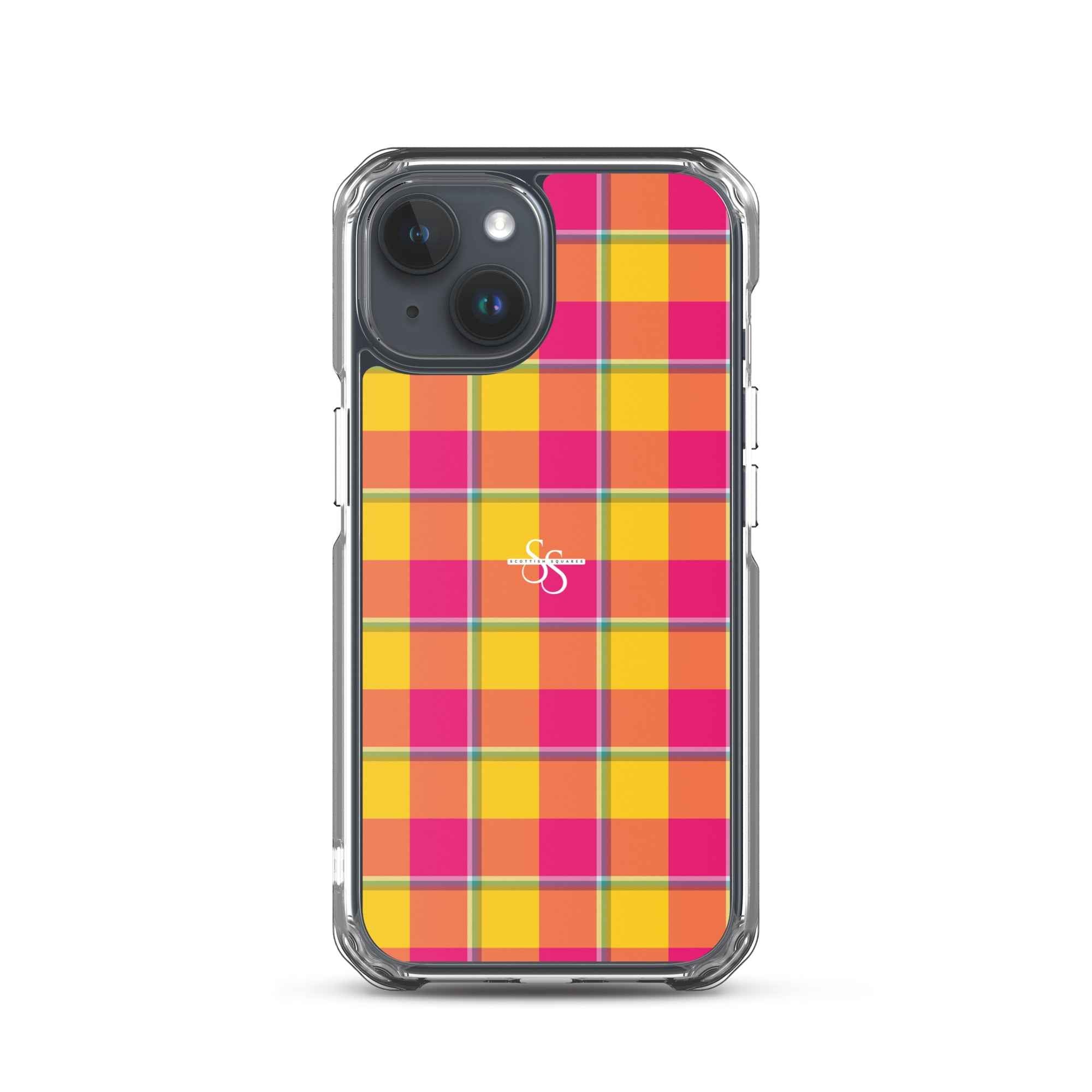 Clear Case for iPhone Corn and Razzmatazz Plaid iPhone 15 - Scottish Squares
