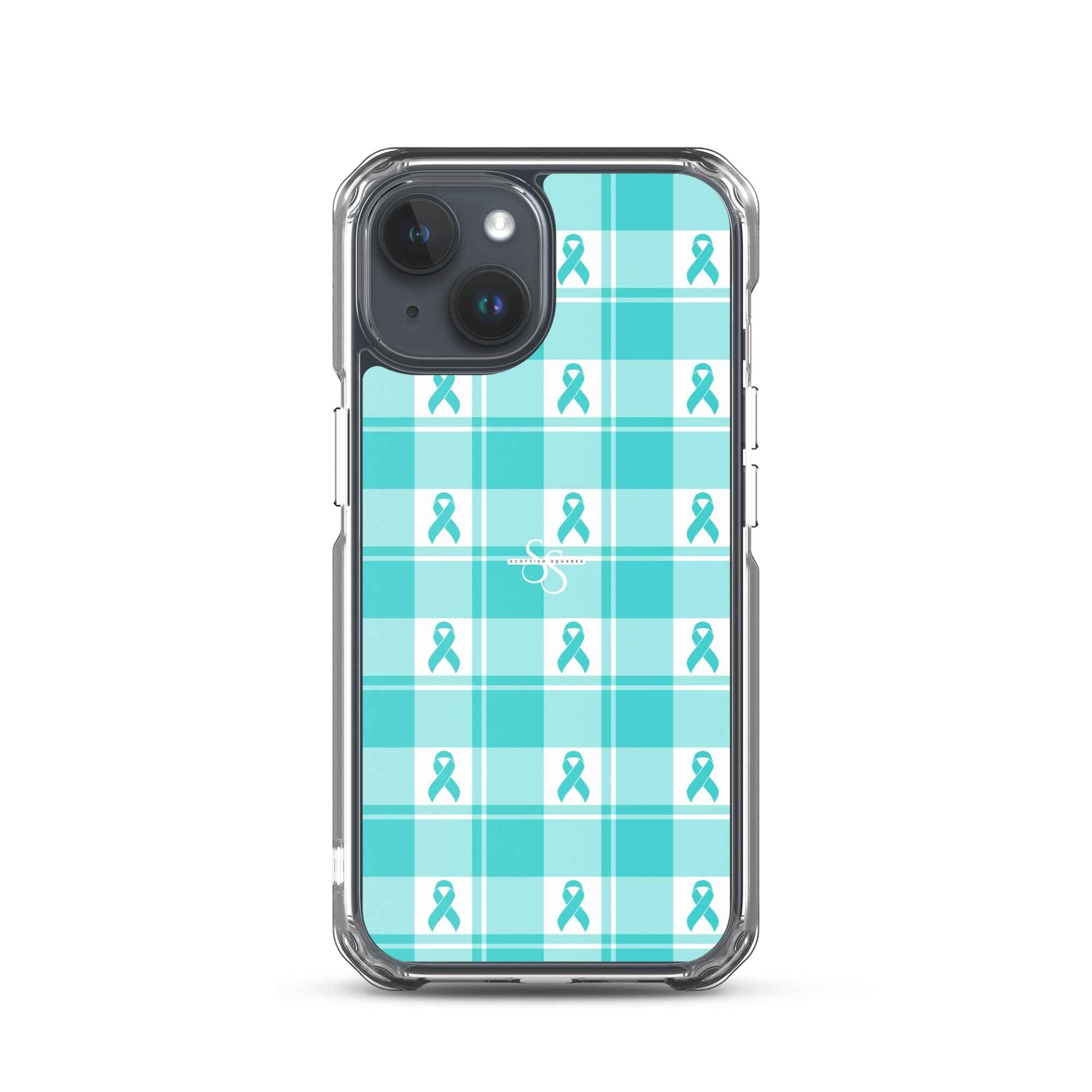 Clear Case for iPhone Ovarian Cancer Awareness Plaid iPhone 15 - Scottish Squares