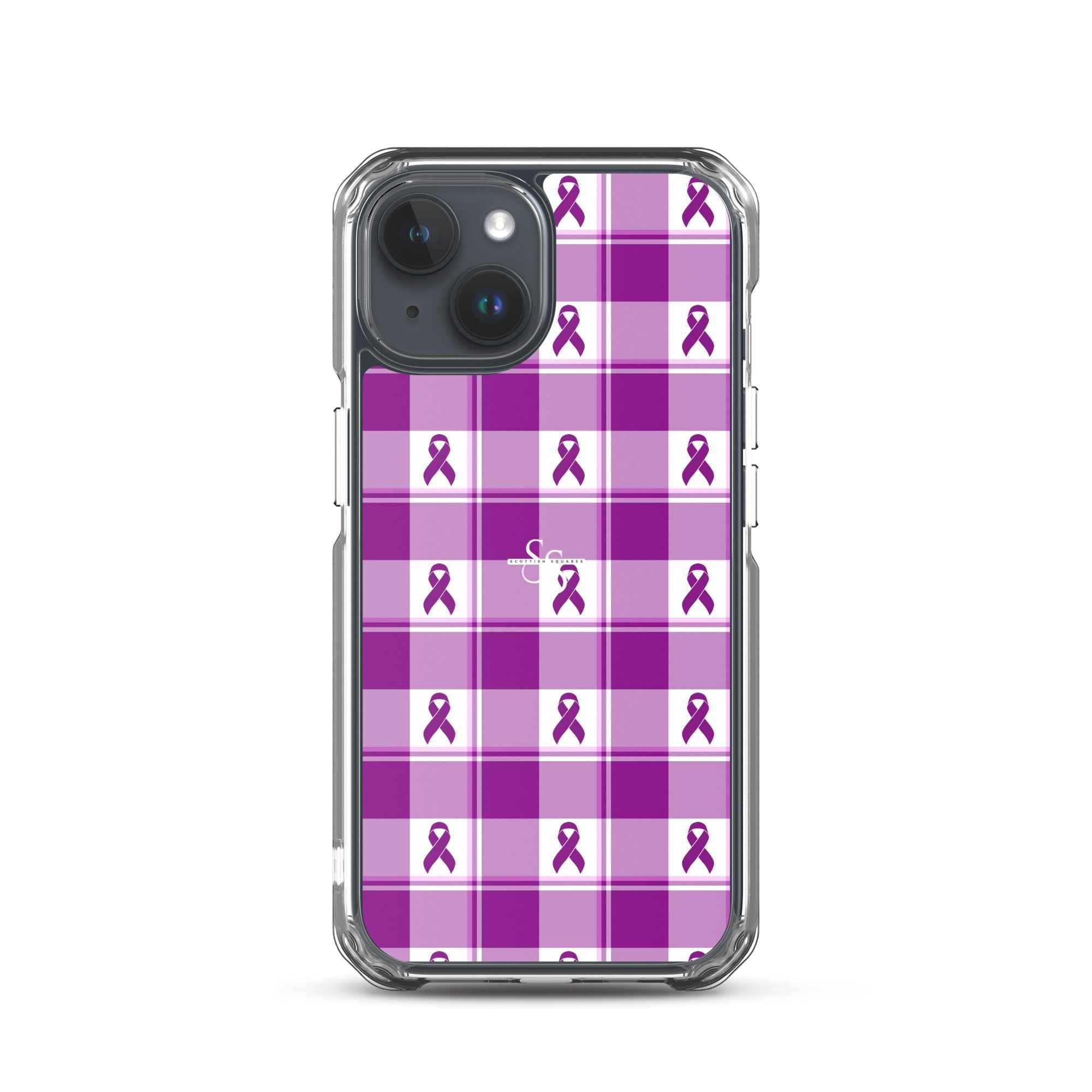Clear Case for iPhone Pancreatic Cancer Awareness Plaid iPhone 15 - Scottish Squares