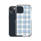 Clear Case for iPhone Pink Cloud and Blue Lagoon Plaid - Scottish Squares