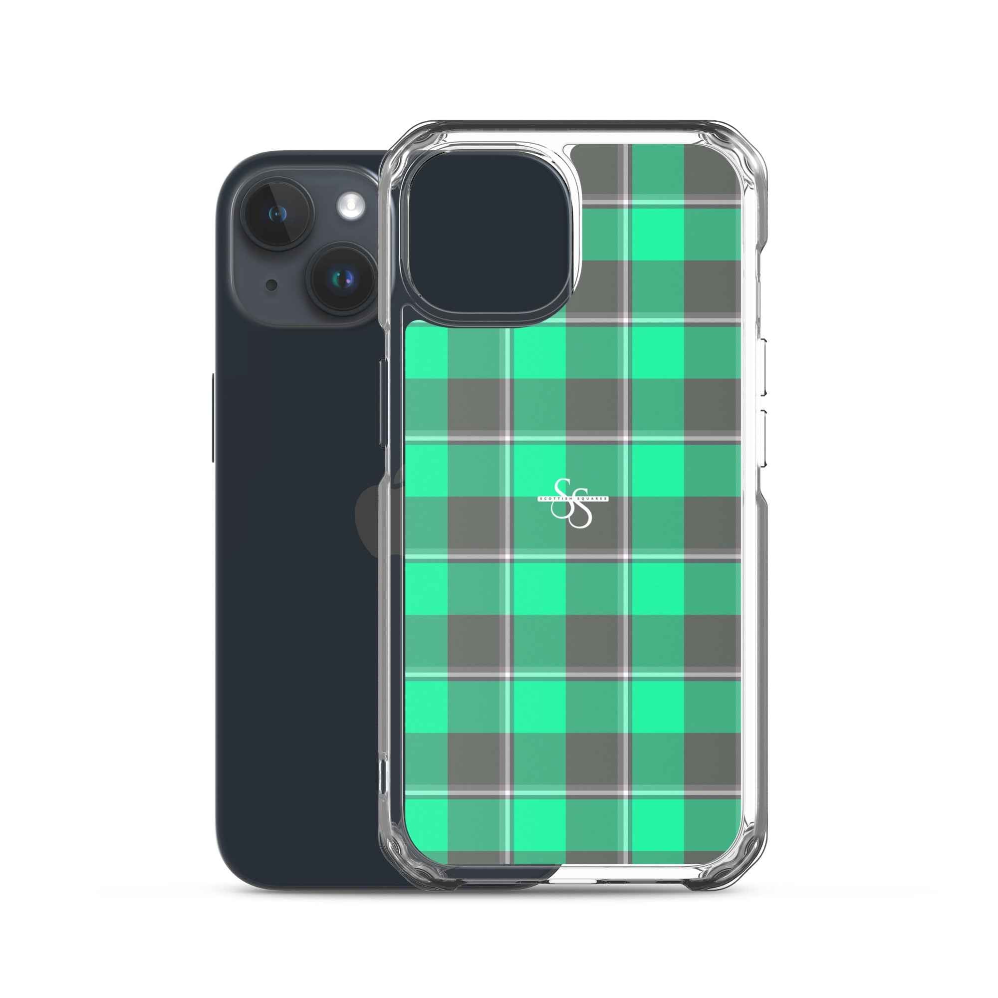Clear Case for iPhone Spring Green and Finlandia Plaid - Scottish Squares