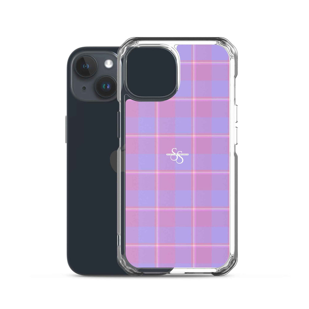 Clear Case for iPhone Viola and Dull Lavender Plaid - Scottish Squares