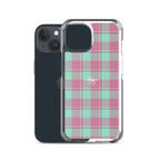 Clear Case for iPhone Vista Blue and Turkish Rose Plaid - Scottish Squares