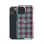 Clear Case for iPhone Ocean Green and Mulberry Wood Plaid - Scottish Squares