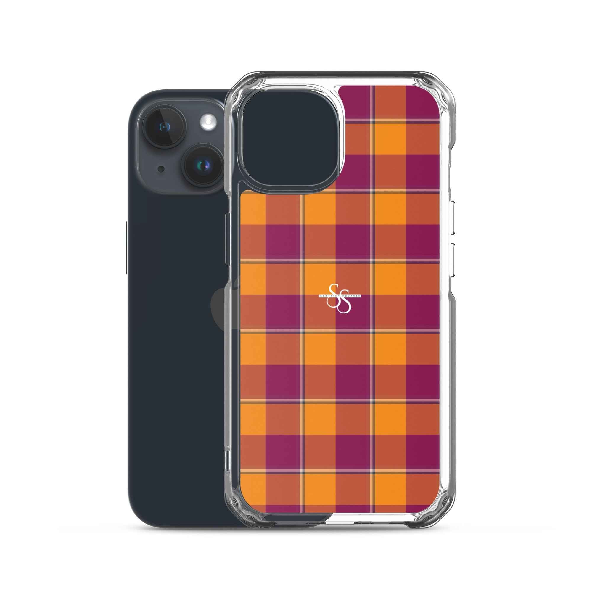 Clear Case for iPhone Tahiti Gold and Rose Bud Cherry Plaid - Scottish Squares