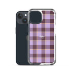 Clear Case for iPhone Light Wisteria and Livid Brown Plaid - Scottish Squares