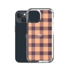 Clear Case for iPhone Hit Pink and Livid Brown Plaid - Scottish Squares