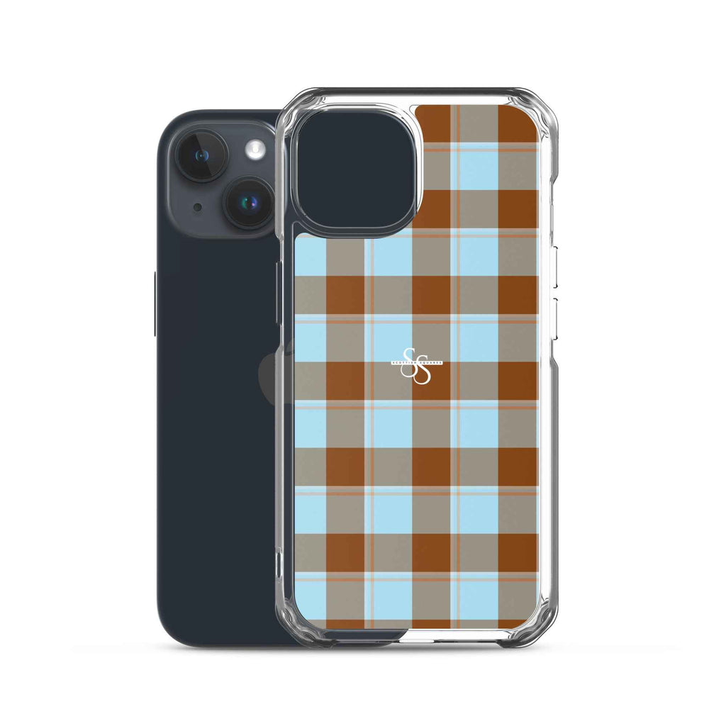 Clear Case for iPhone Blizzard Blue and Livid Brown Plaid - Scottish Squares