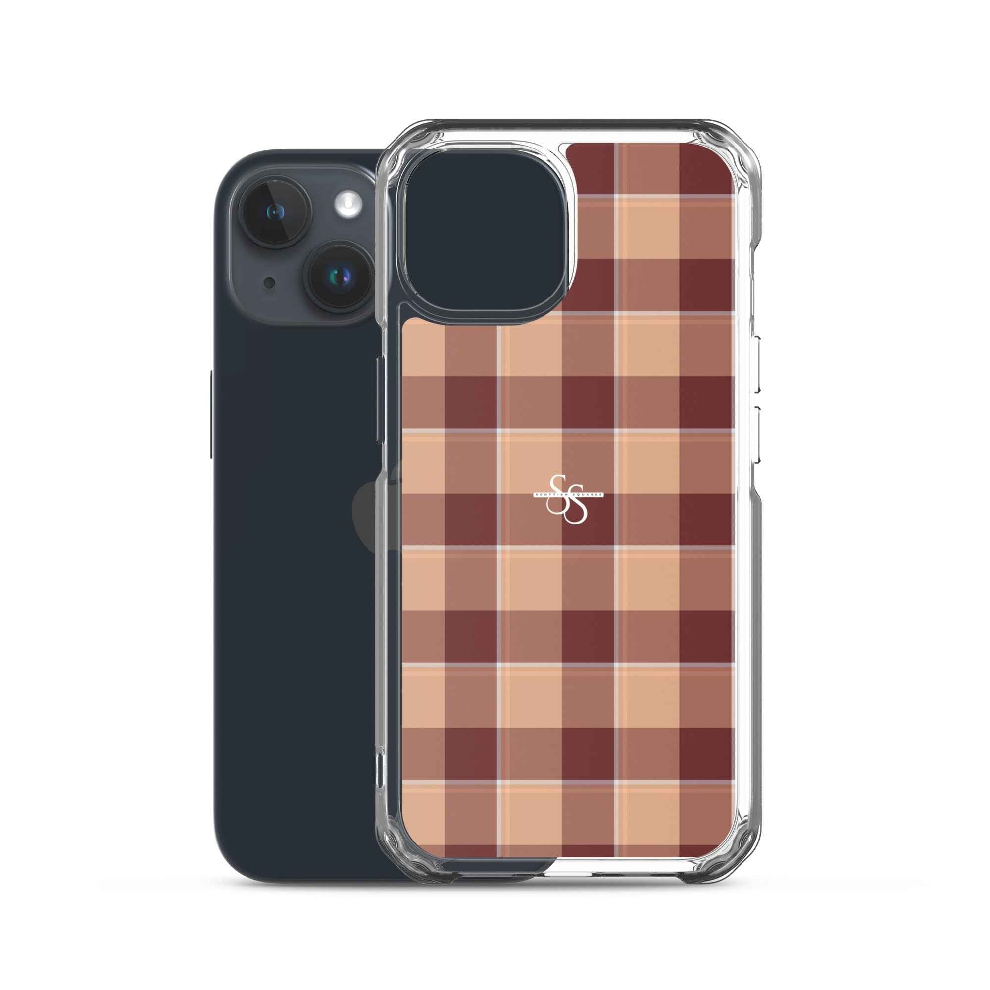 Clear Case for iPhone Whiskey and Livid Brown Plaid - Scottish Squares