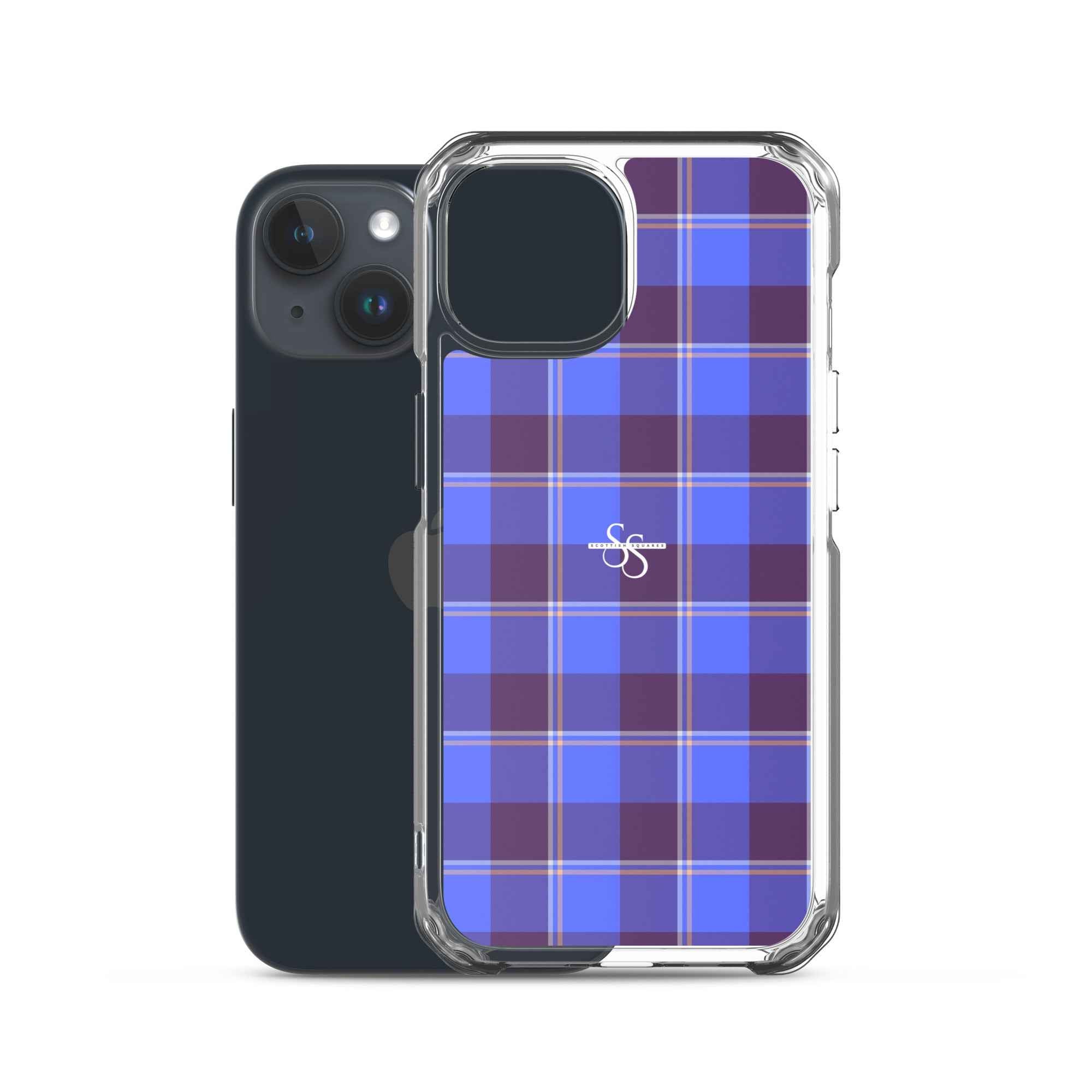 Clear Case for iPhone Cornflower Blue and Livid Brown Plaid - Scottish Squares