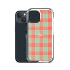 Clear Case for iPhone Spring Rain and Persimmon Plaid - Scottish Squares