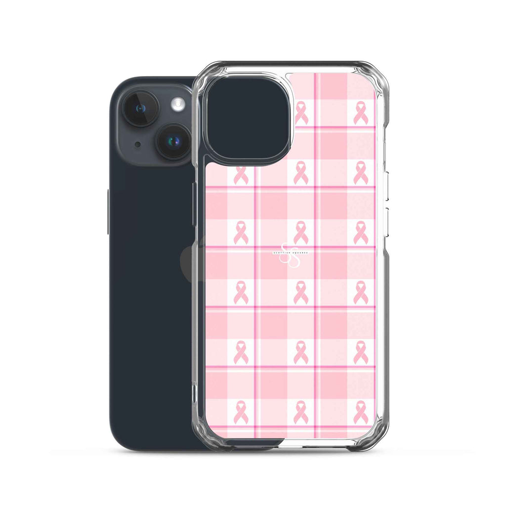 Clear Case for iPhone Breast Cancer Awareness Plaid - Scottish Squares