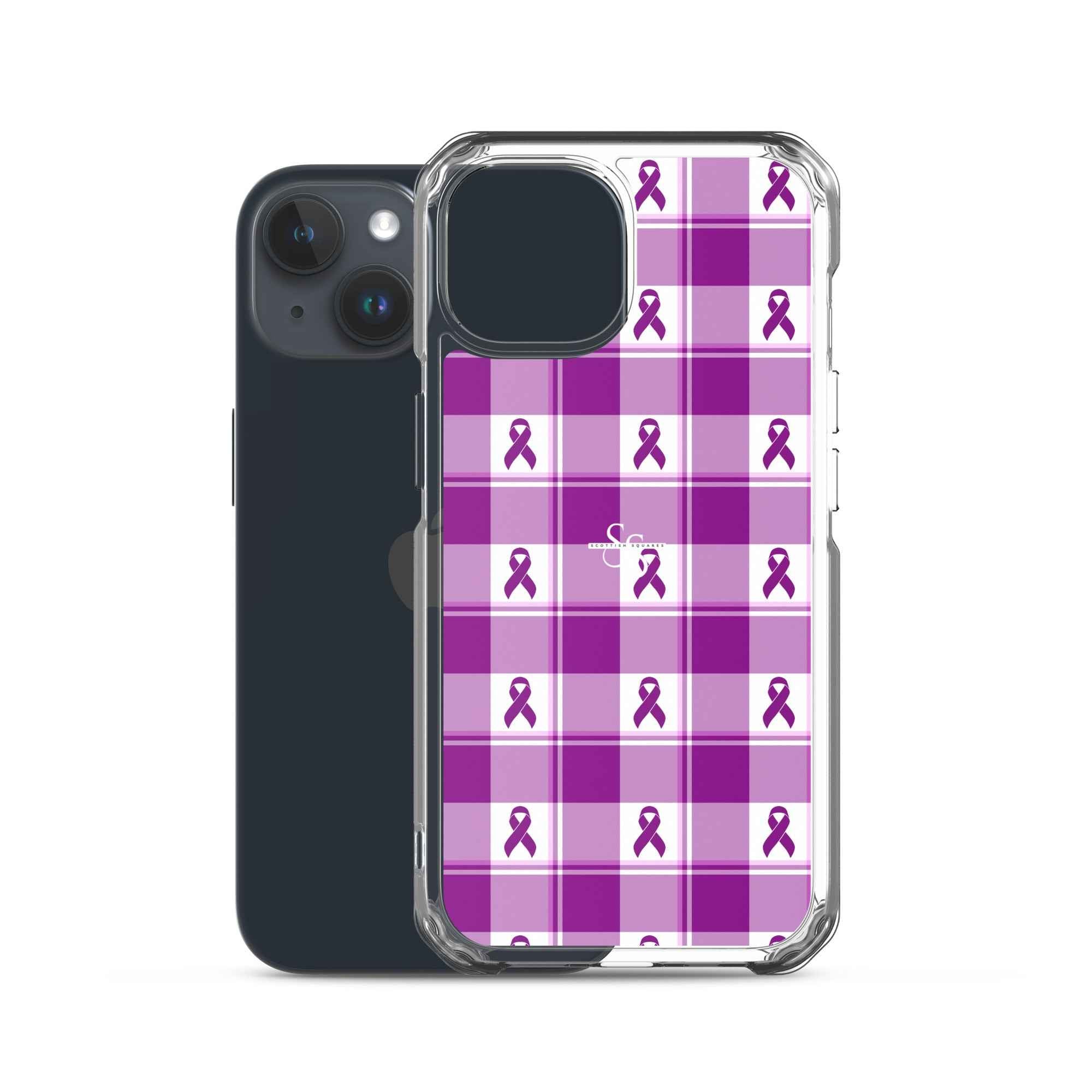 Clear Case for iPhone Pancreatic Cancer Awareness Plaid - Scottish Squares
