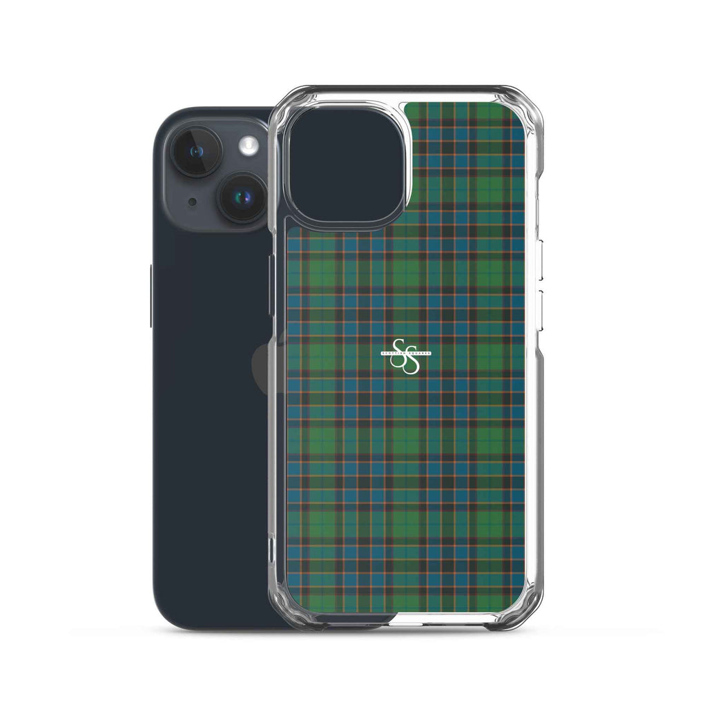 Clear Case for iPhone Green Blue Orange Plaid Tartan