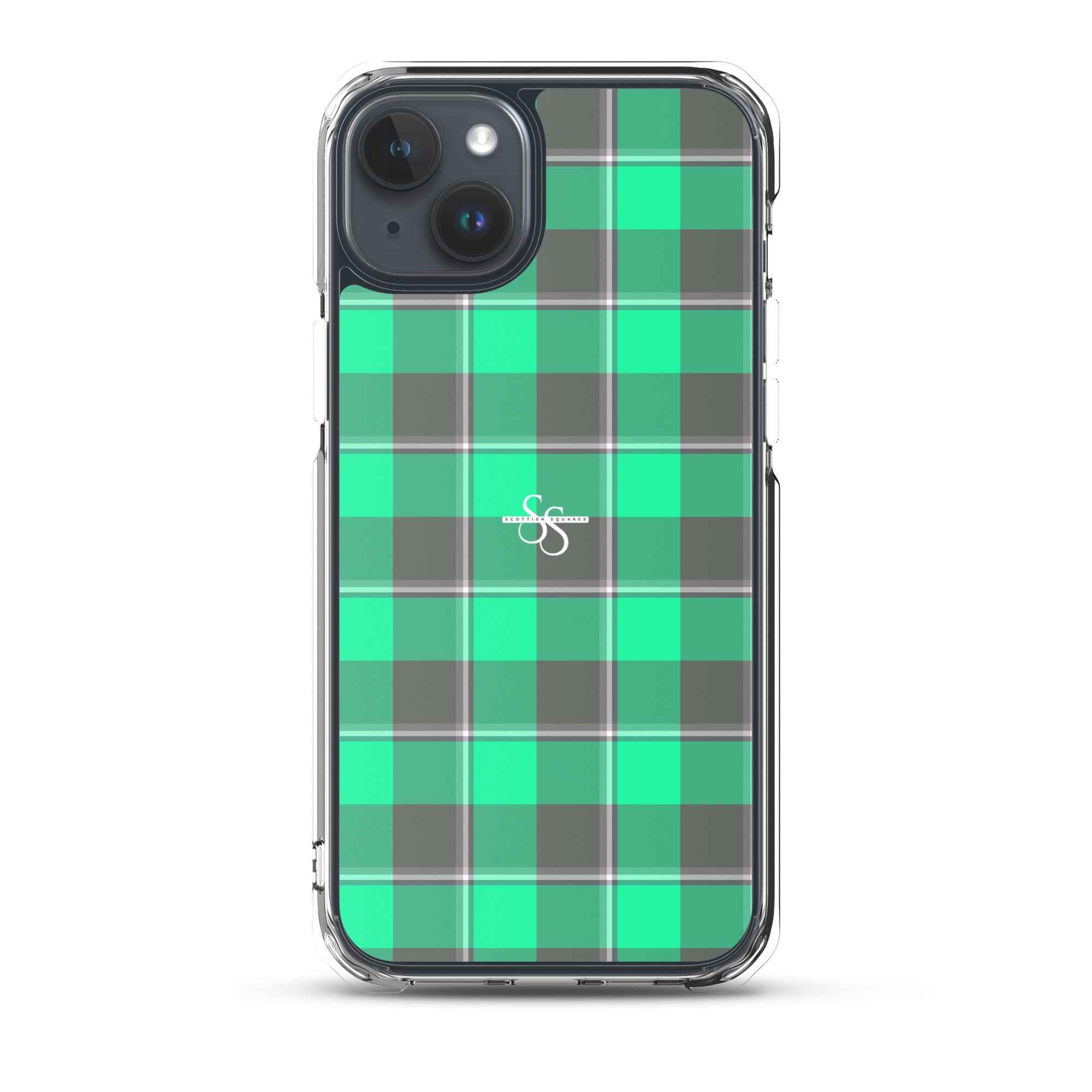 Clear Case for iPhone Spring Green and Finlandia Plaid iPhone 15 Plus - Scottish Squares