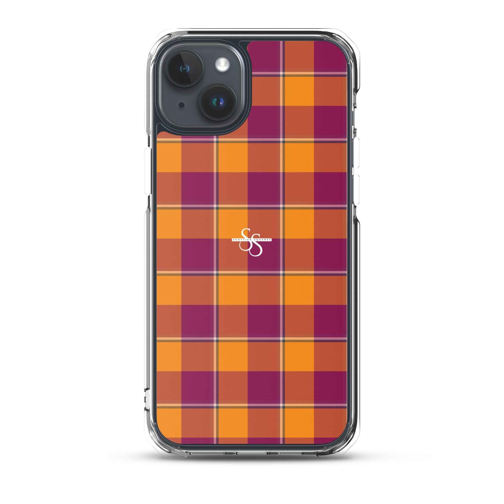 Clear Case for iPhone Tahiti Gold and Rose Bud Cherry Plaid iPhone 15 Plus - Scottish Squares
