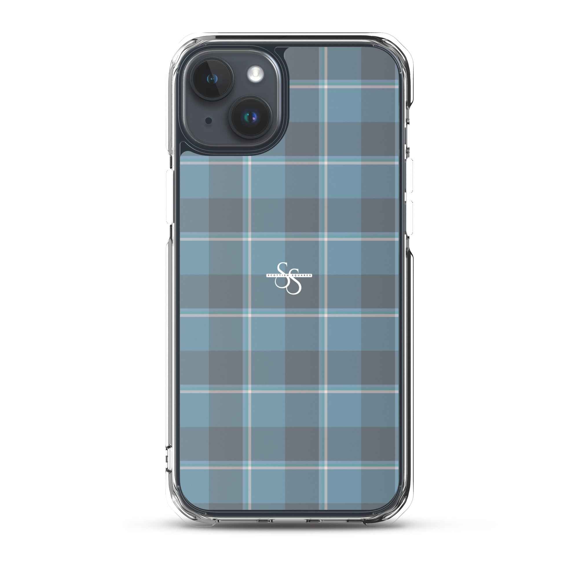 Clear Case for iPhone Hoki and Shuttle Gray Plaid iPhone 15 Plus - Scottish Squares