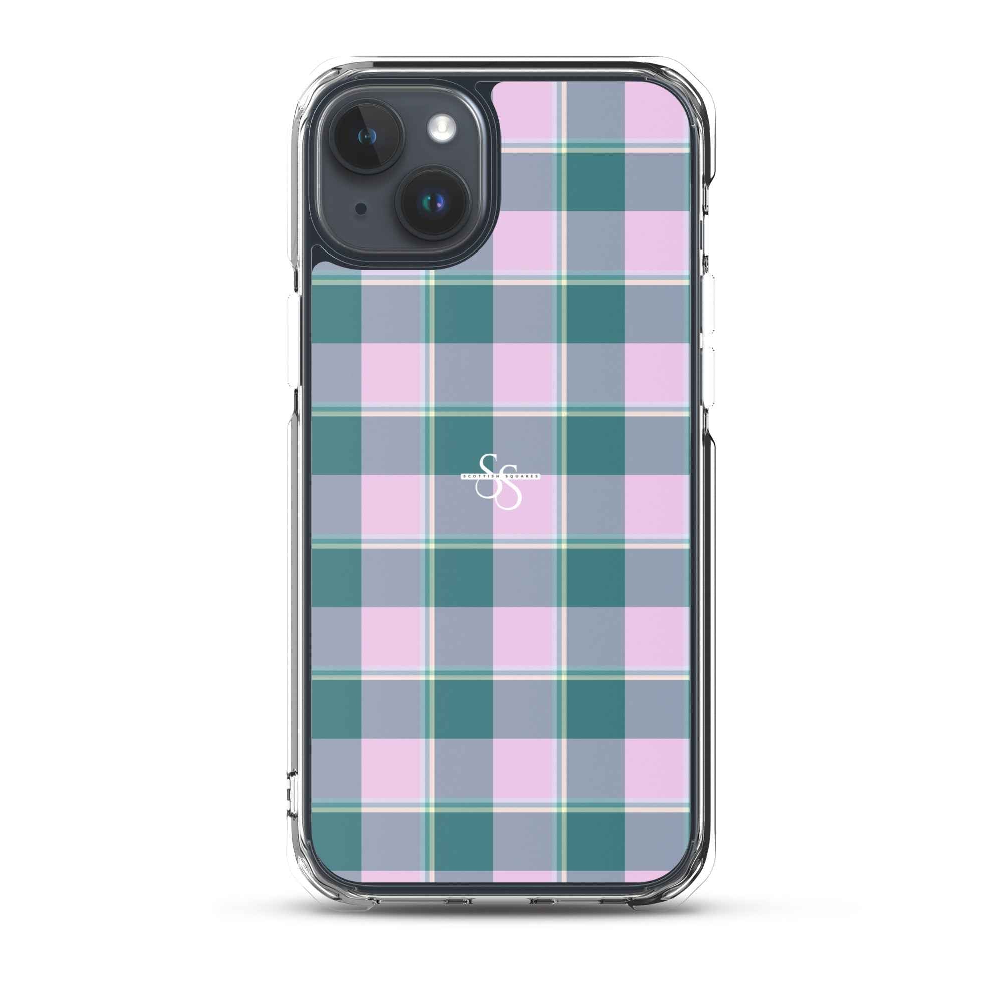 Clear Case for iPhone Ming and Melanie Plaid iPhone 15 Plus - Scottish Squares