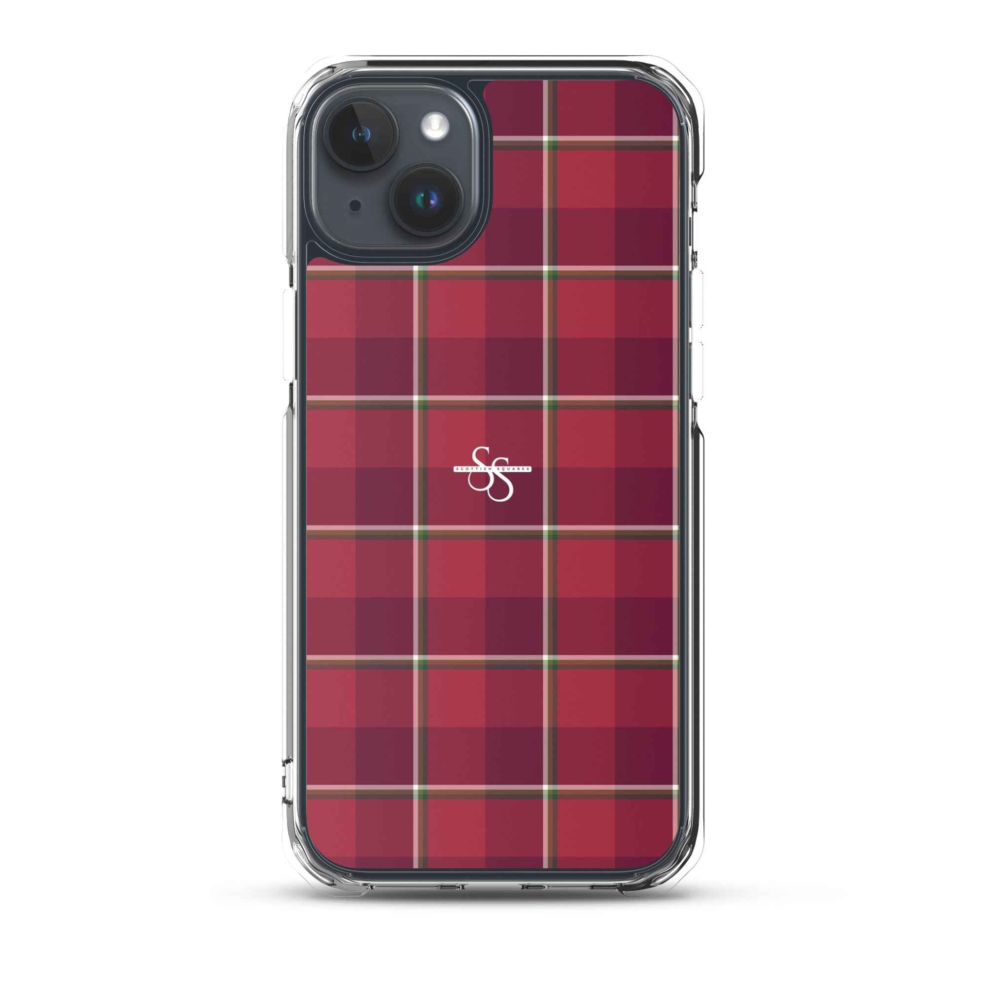 Clear Case for iPhone Old Brick and Cab Sav Plaid iPhone 15 Plus - Scottish Squares