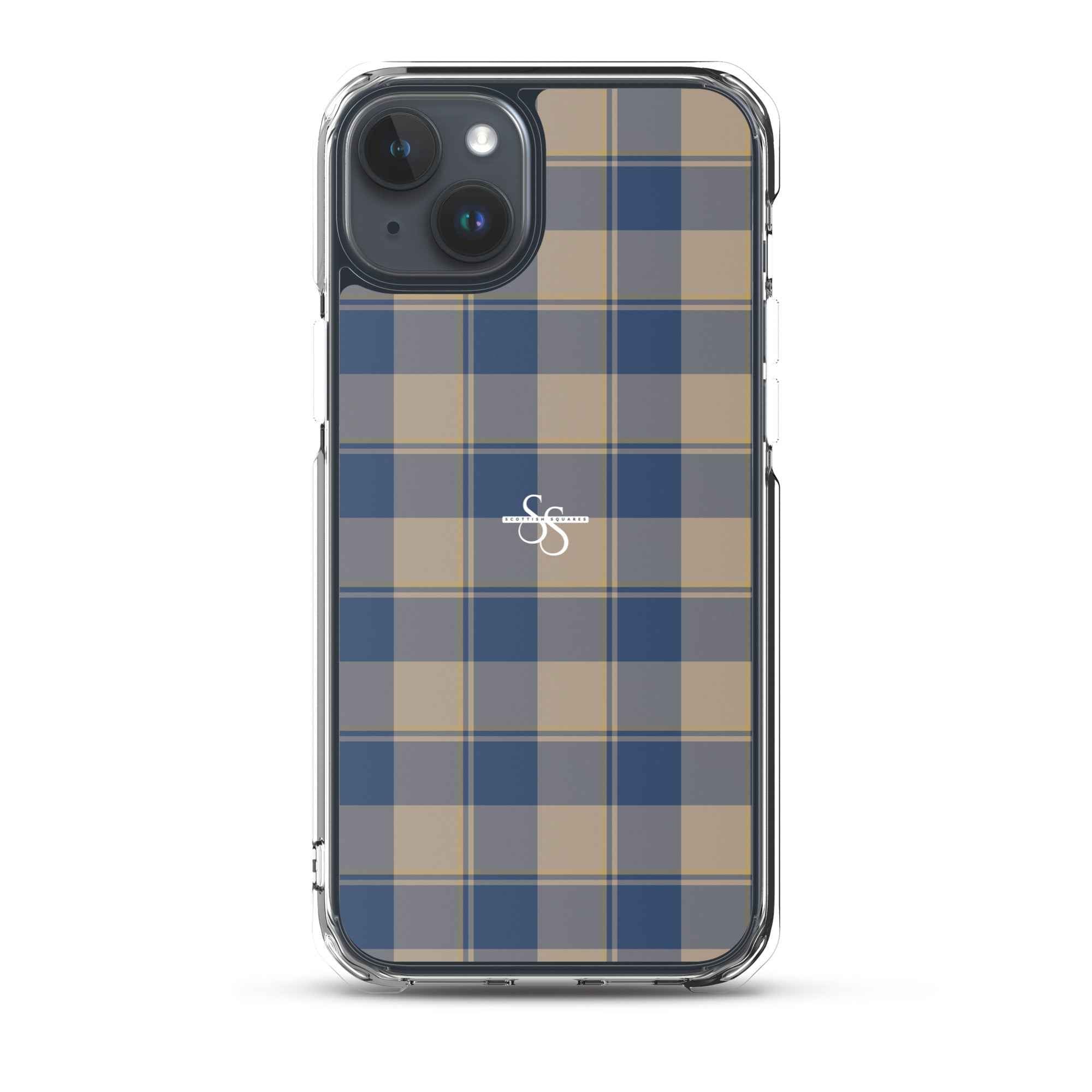 Clear Case for iPhone Cello and Donkey Brown Plaid iPhone 15 Plus - Scottish Squares
