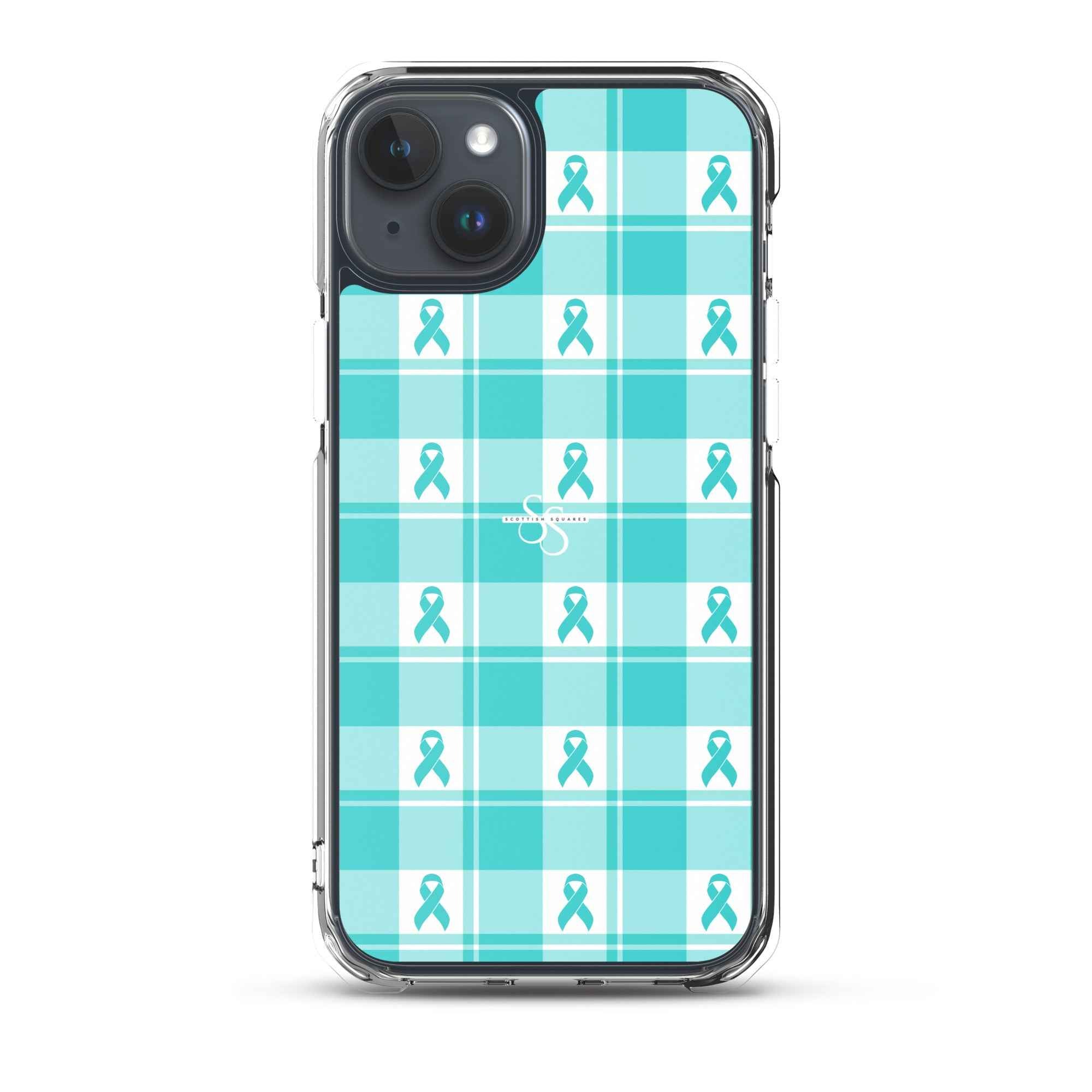 Clear Case for iPhone Ovarian Cancer Awareness Plaid iPhone 15 Plus - Scottish Squares