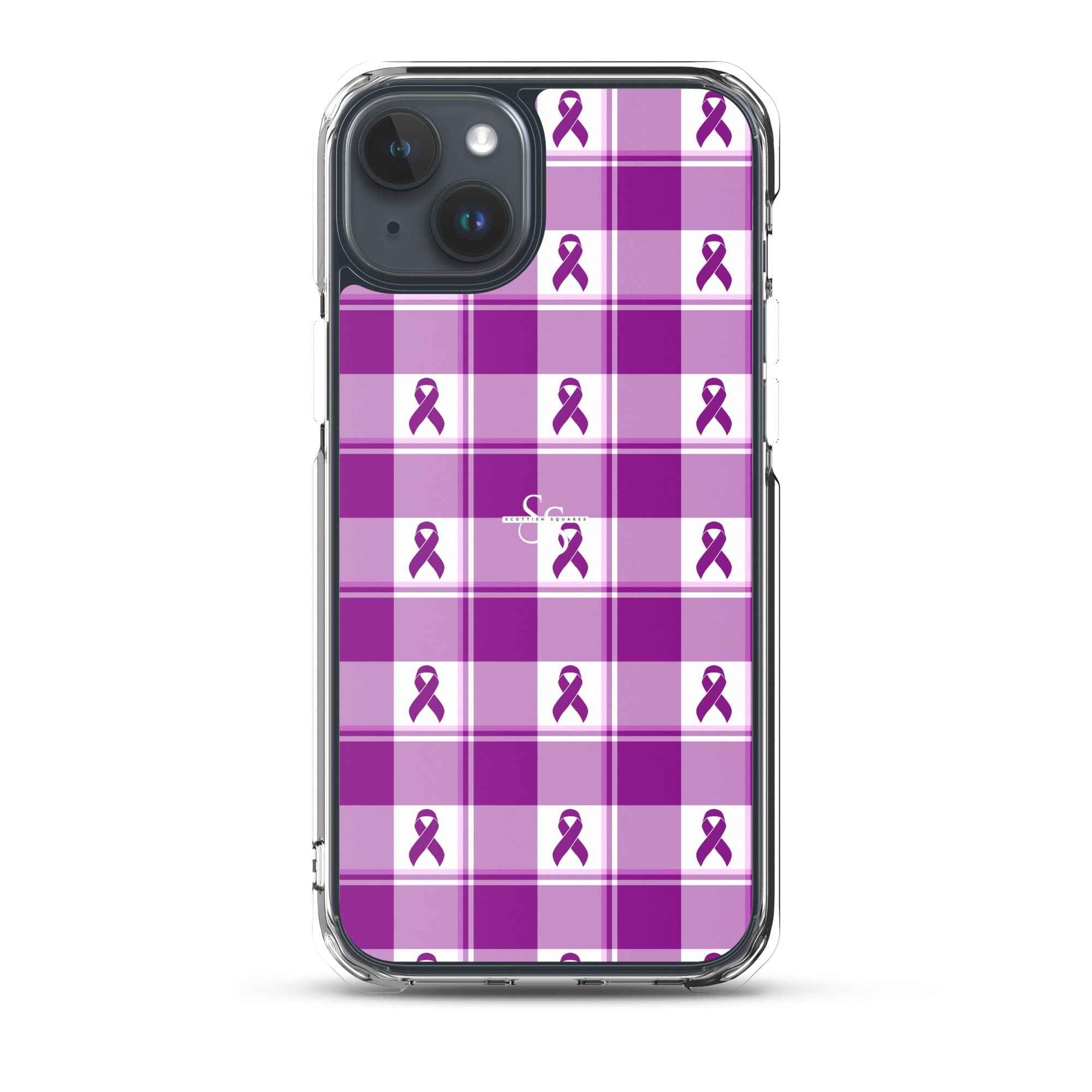 Clear Case for iPhone Pancreatic Cancer Awareness Plaid iPhone 15 Plus - Scottish Squares