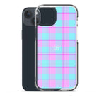 Clear Case for iPhone Mauve and Coastal Mist Plaid - Scottish Squares