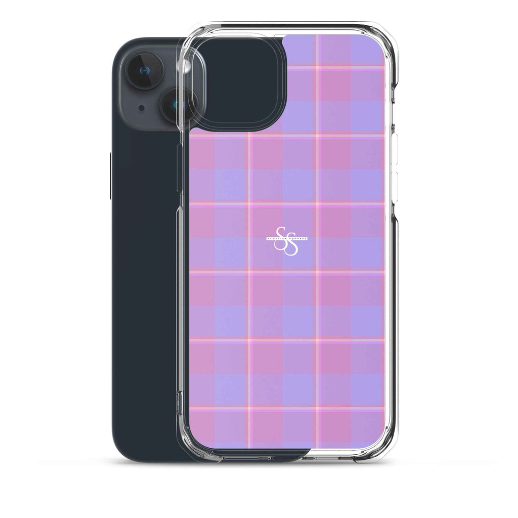Clear Case for iPhone Viola and Dull Lavender Plaid - Scottish Squares