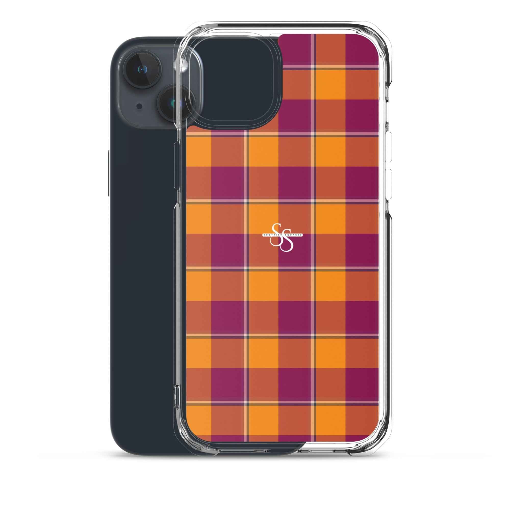 Clear Case for iPhone Tahiti Gold and Rose Bud Cherry Plaid - Scottish Squares