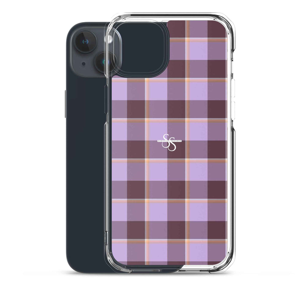 Clear Case for iPhone Light Wisteria and Livid Brown Plaid - Scottish Squares