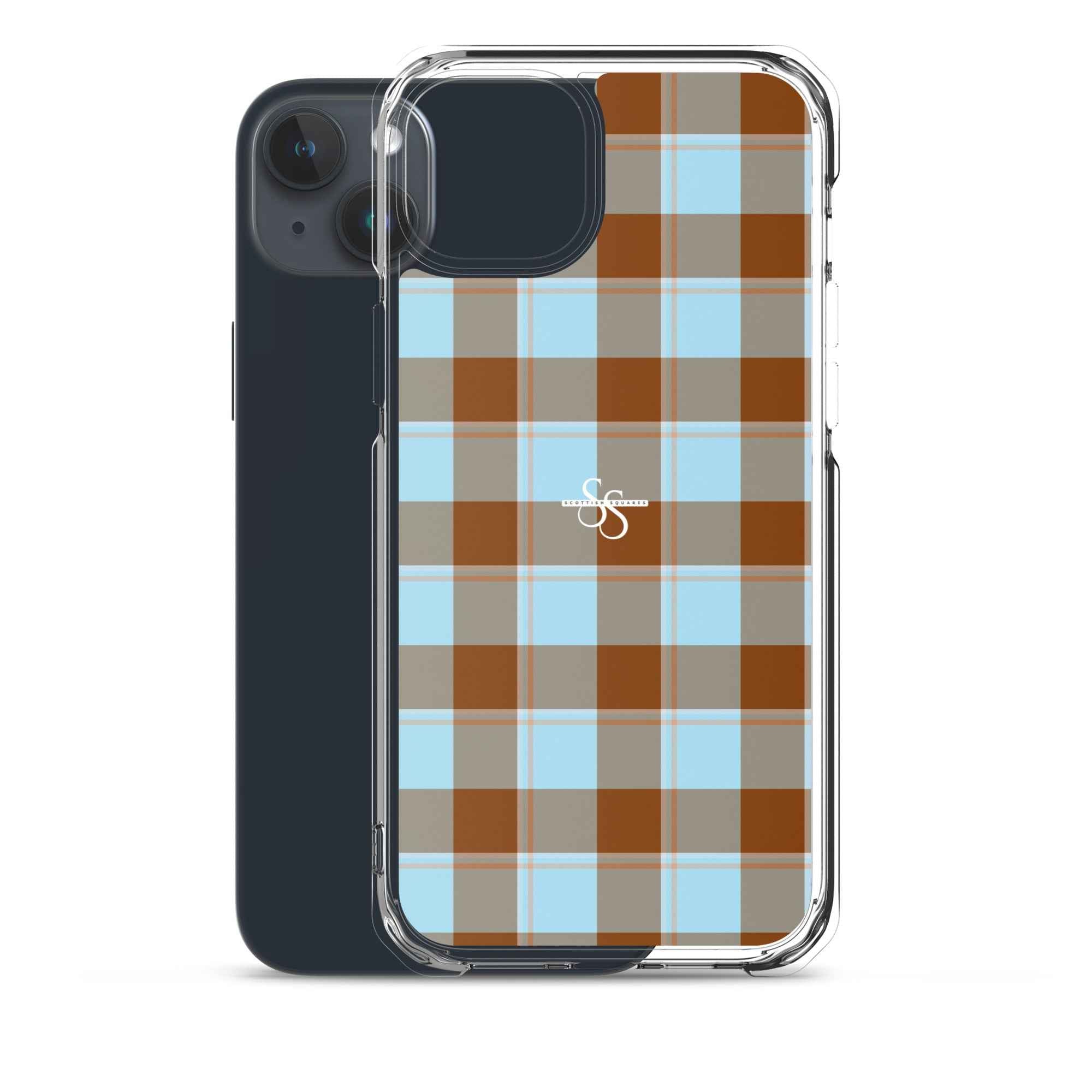 Clear Case for iPhone Blizzard Blue and Livid Brown Plaid - Scottish Squares
