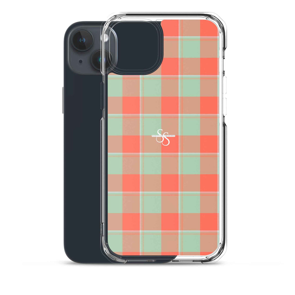 Clear Case for iPhone Spring Rain and Persimmon Plaid - Scottish Squares